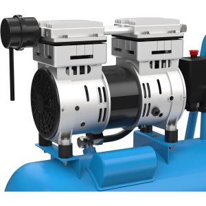 Güde Airpower 150/8/24 Silent Kompressor, 750 W, ölfrei, leise. Nahaufnahme des Kompressors.