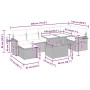 vidaXL Garten-Sofagarnitur, 8-teilig, braunes Poly Rattan, Akazienholz, mit Maßangaben.