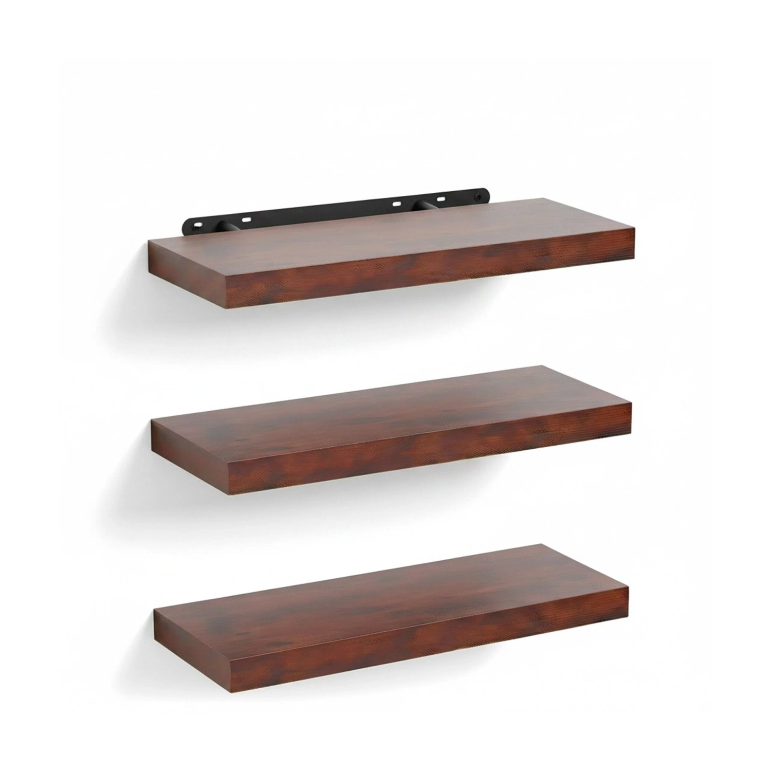 Relaxdays Wandregal MDF Eisen Schwarz 3er Set 4 cm x 40 cm x 23 cm
