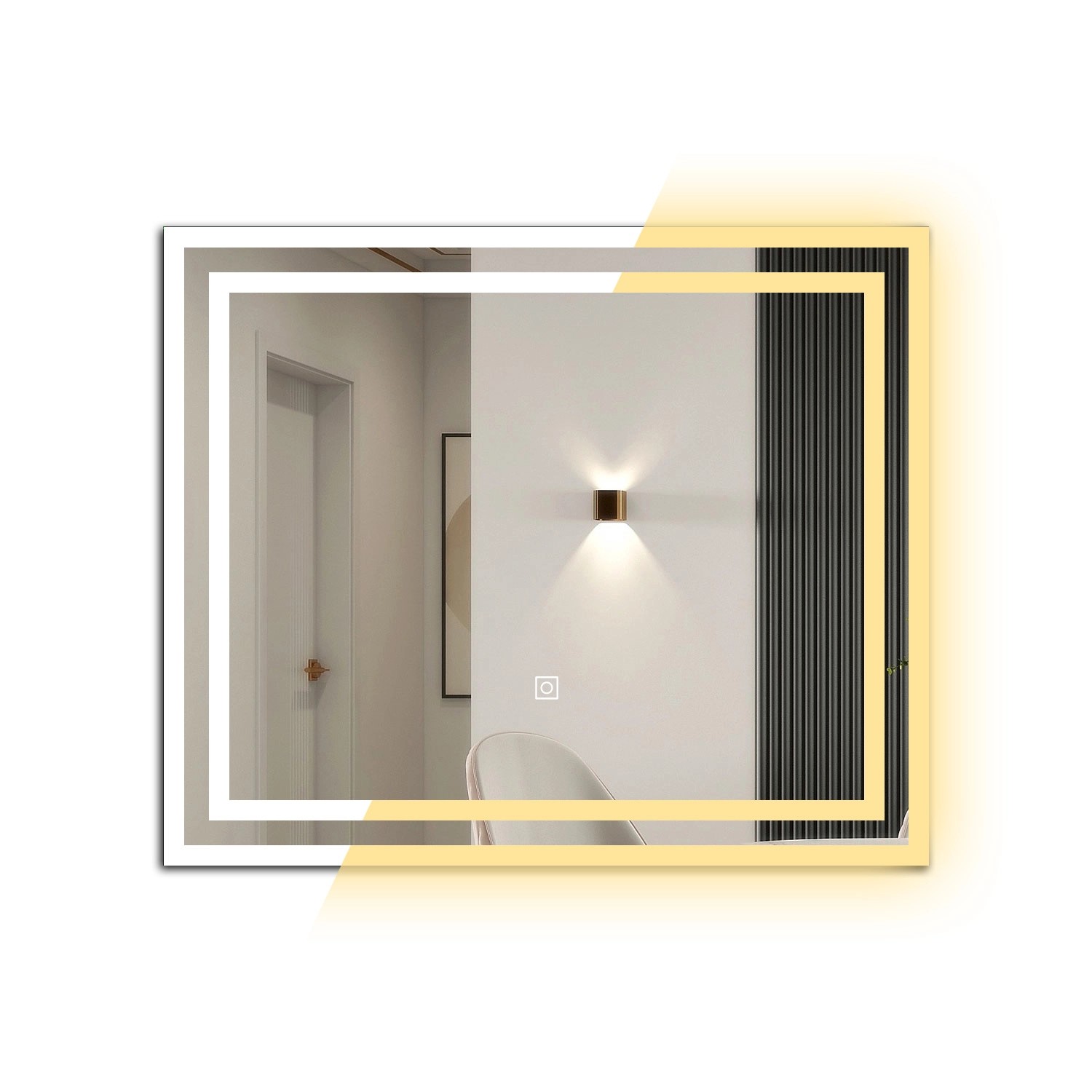 Aica Sanitär Spiegel 60x50 cm Badspiegel mit LED Beleuchtung Drei Lichtfarb günstig online kaufen