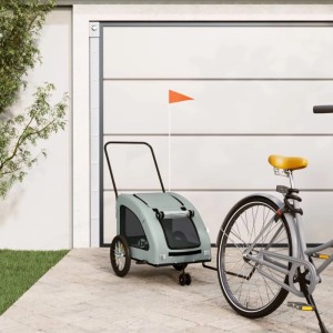 vidaXL Fahrradanhänger Hunde Grau Oxford-Gewebe und Eisen 93979