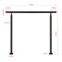 Technisches Diagramm: Schwarzes Edelstahlgeländer 150 cm mit Maßen 106 cm Höhe, Ø 42.4 mm. Für Treppen & Geländer.