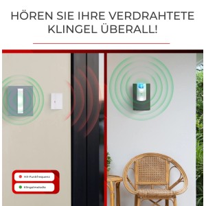 Heidemann Funkgong-Set HX Action mit Klingelweiterleitung in Silber. Türklingel mit Lichtsignal.