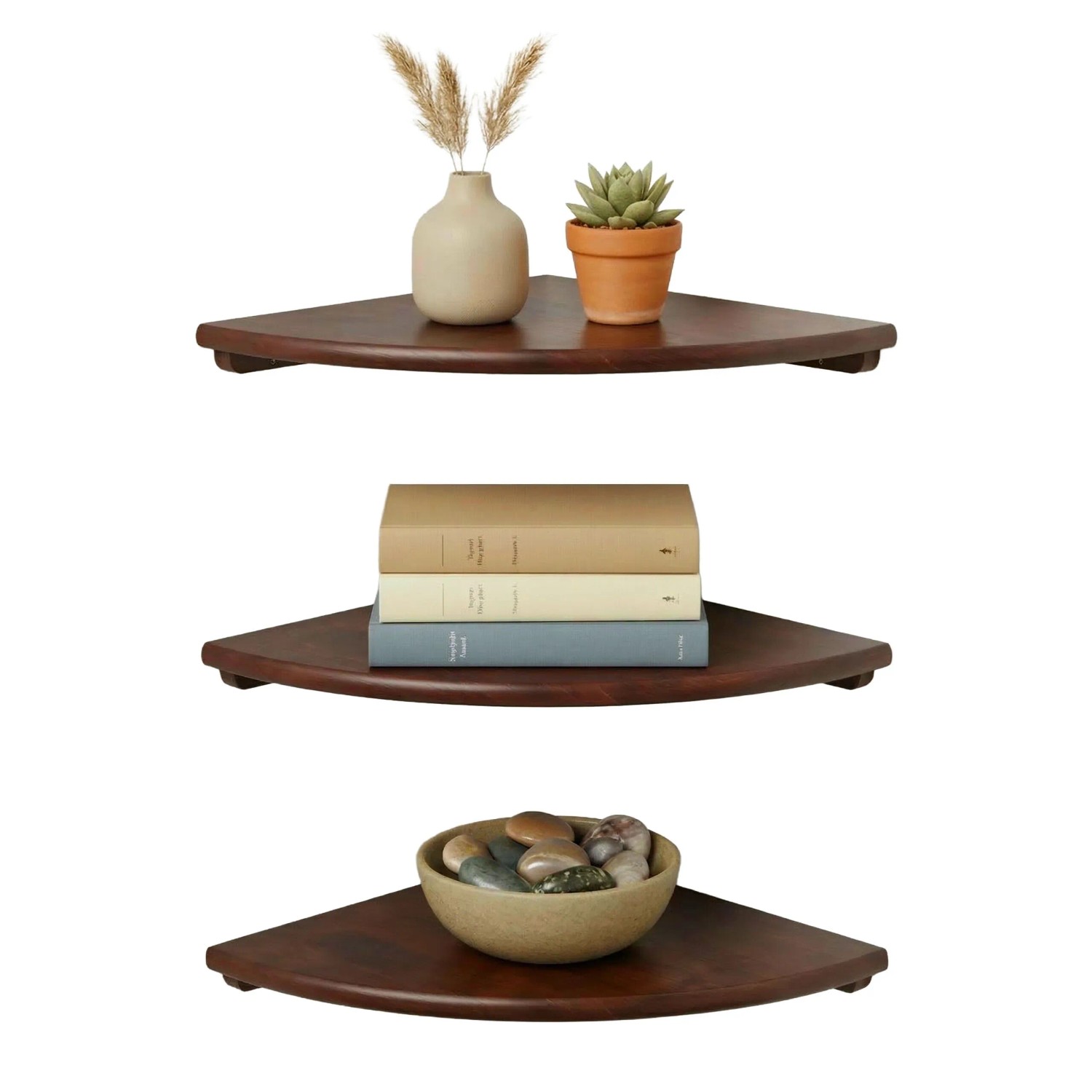 Relaxdays Wandeckregal Walnussholz Dunkelbraun 3 cm x 18 cm x 18 cm