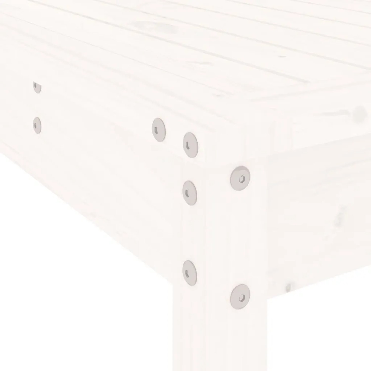 Detailansicht des weißen vidaXL Gartenbar-Sets aus Kiefernholz, bestehend aus Tisch und Hockern.