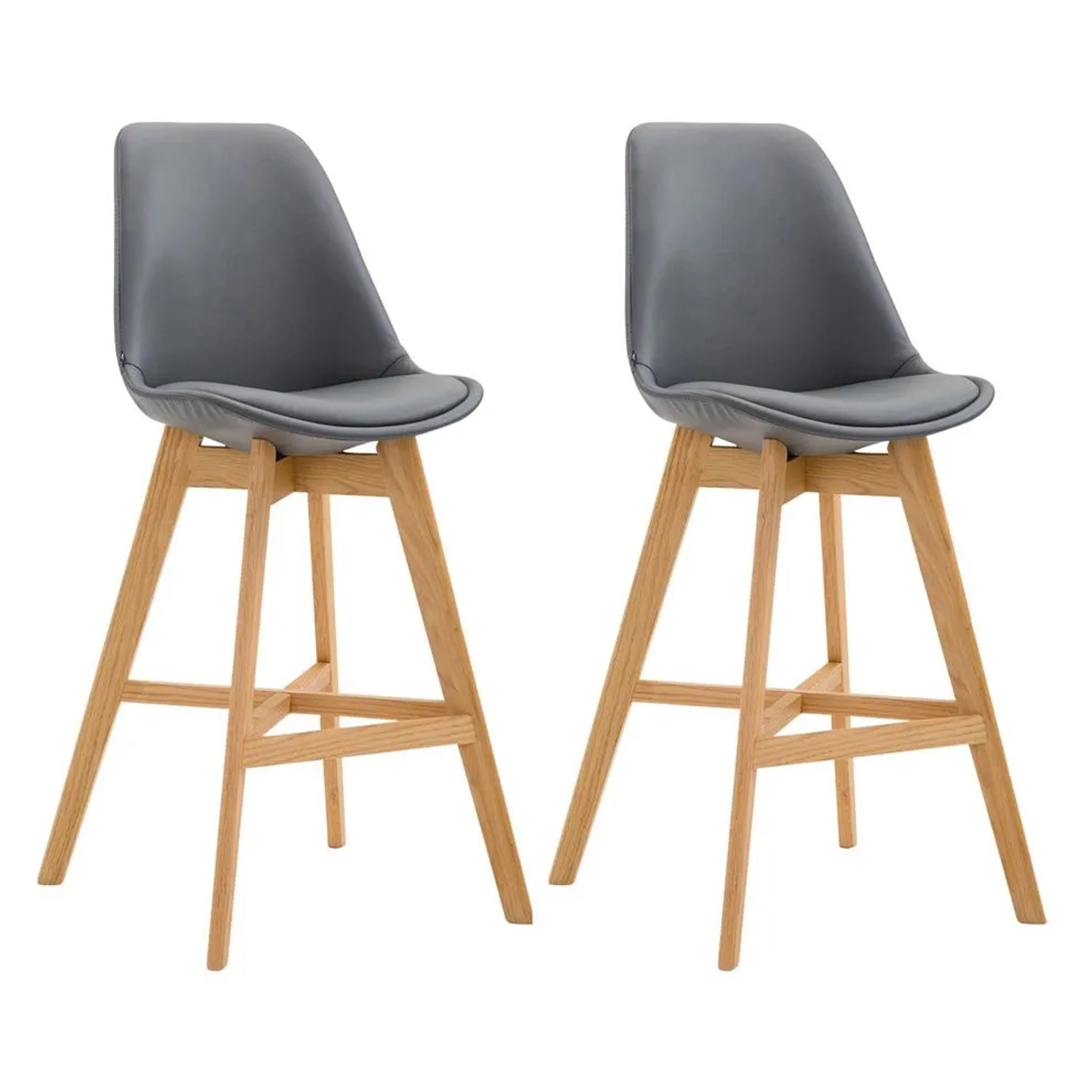 DELUKE 2er Set Barhocker DUMIR Kunstleder Grau 48x56x112cm Barstuhl Mit Lehne Tresenhocker Tresenstuhl