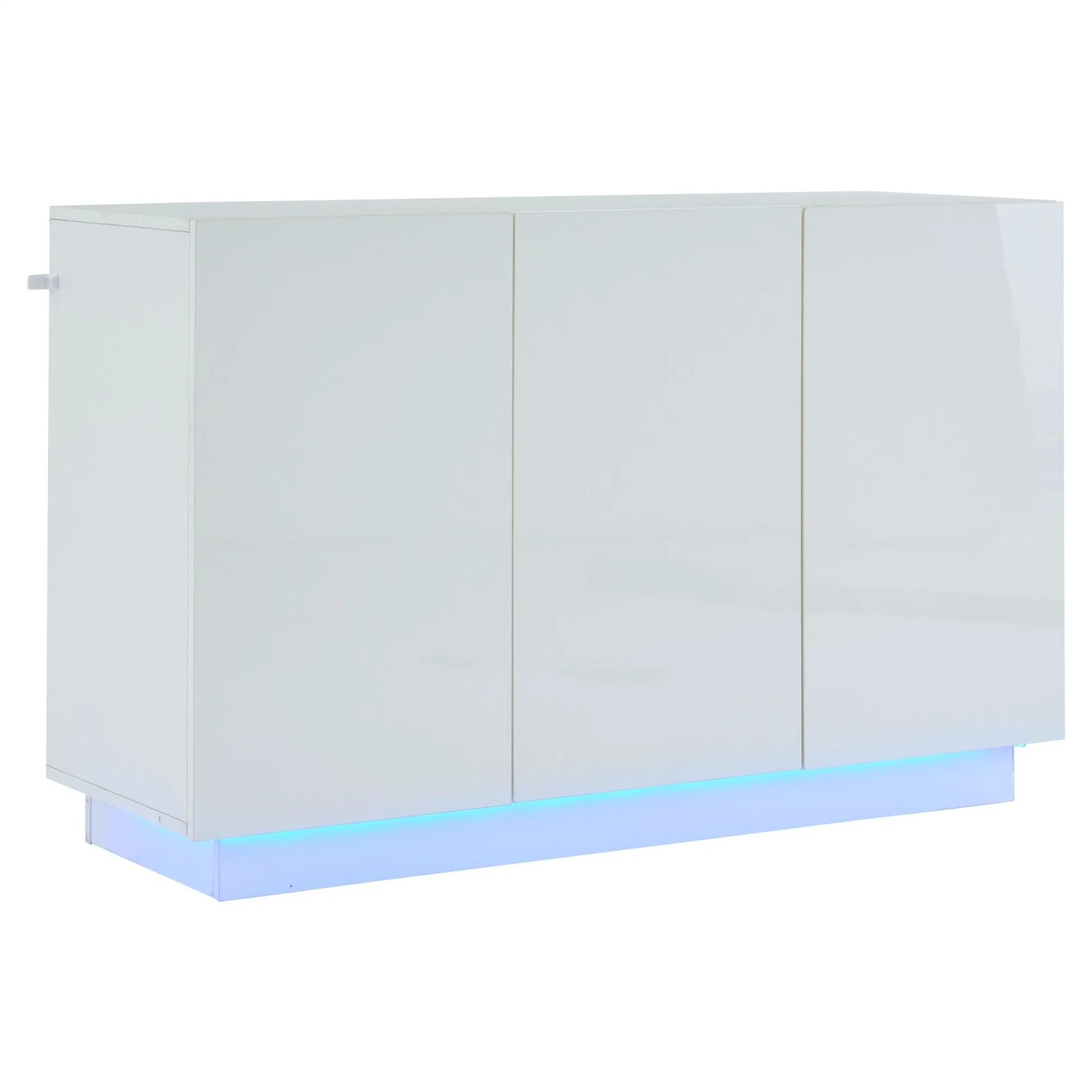 ModernLuxe Sideboard Hochglanz mit 3 Türen Led Beleuchtung Spanplatte Weiß
