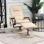 Cremefarbener HOMCOM Massagesessel mit Hocker, Liegefunktion und Fernbedienung in modernem Wohnzimmer.