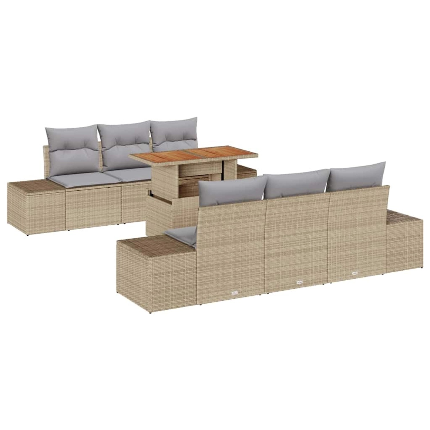 vidaXL Garten-Sofa-Set mit Speicher 7-Tlg Beige Poly Rattan 3358646 günstig online kaufen