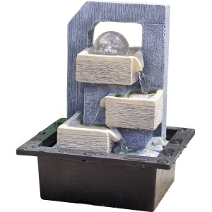 Granimex Raumbrunnen Xubang mit LED-Beleuchtung und Pumpe, Terrazzo-Optik.