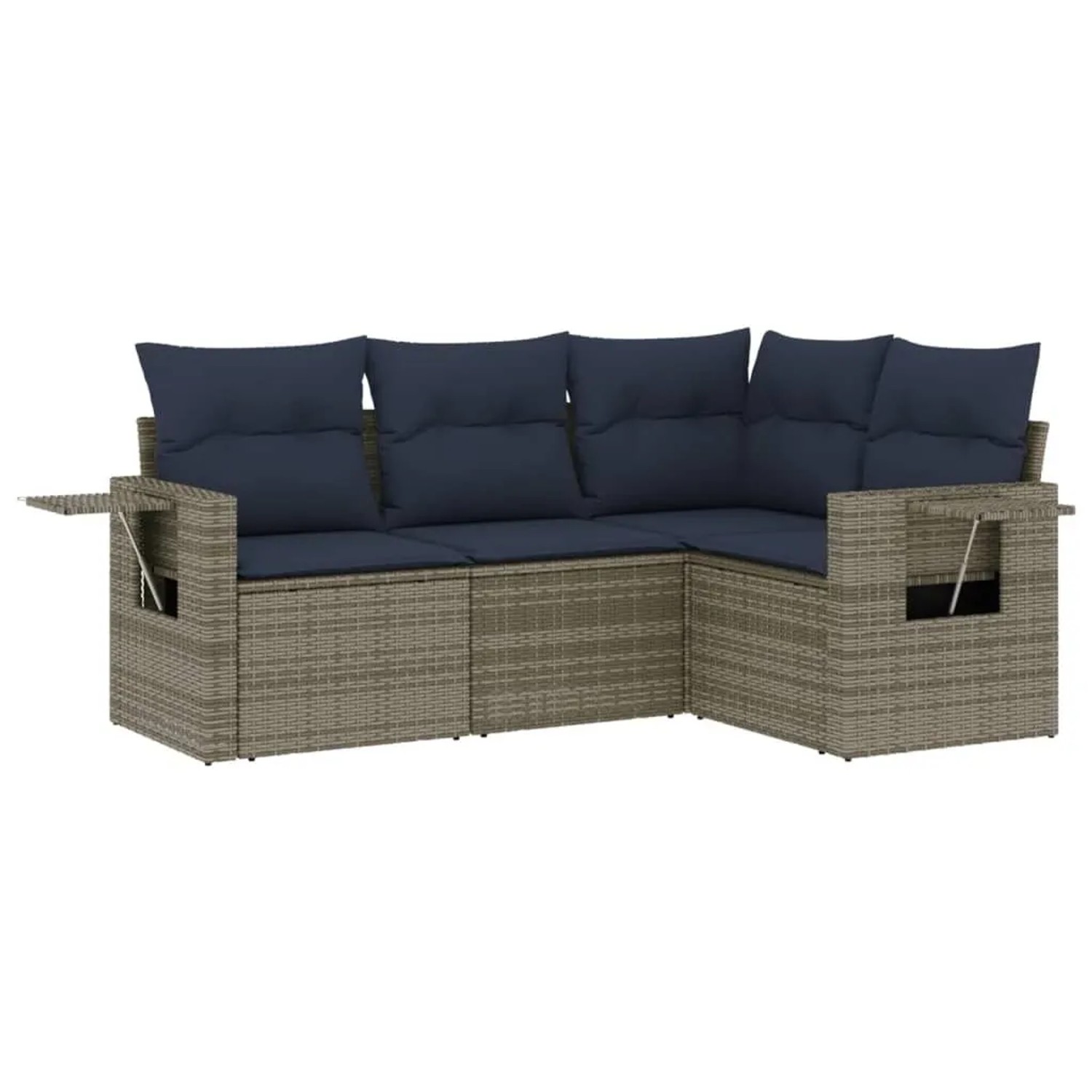vidaXL 4-Tlg Gartensofa-Set mit Kissen Grau Polyrattan 3220110 günstig online kaufen