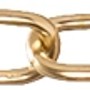 Messing-farbene Conacord Zierkette aus Stahl mit ovalen Gliedern, 2 mm Durchmesser, auf weißem Hintergrund.