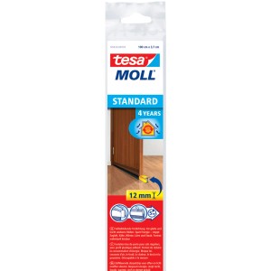 Tesamoll Türdichtschiene Standard, braun, für glatte Böden bis 12mm Spalt, Nylonborsten.