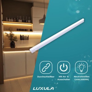 LUXULA LED Unterbauleuchte 57cm 8W 720lm 4500K Neutralweiß Küchenbeleuchtung Schranklicht Erweiterbare LED Leiste