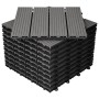 ECD Germany WPC Terrassenfliesen, 11er Set, 30x30 cm, Anthrazit Holzoptik, gestapelt.
