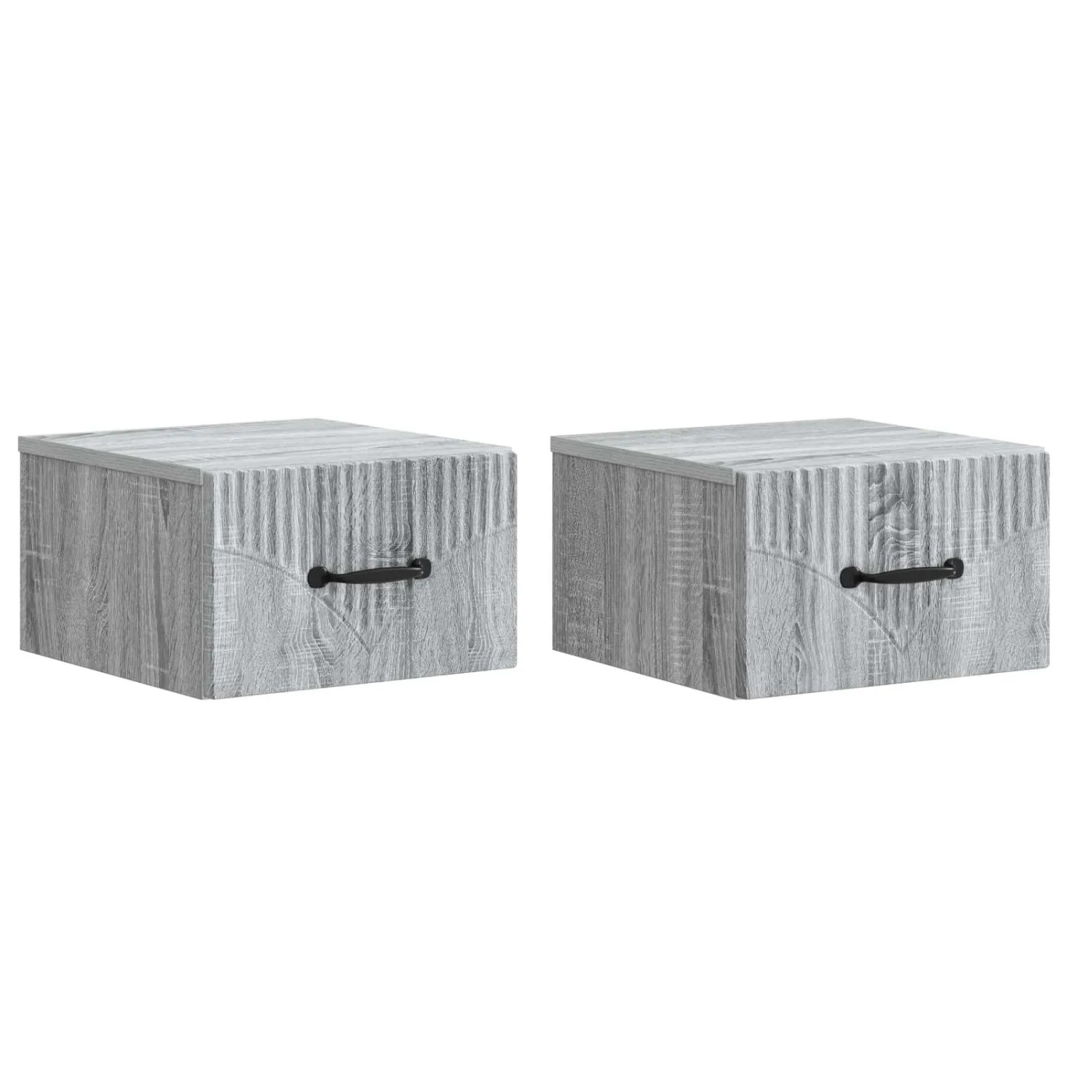 vidaXL Wandmontierter Nachttisch 2 Stk Graues Sonoma 34,5 x 33 x 20 cm 898948