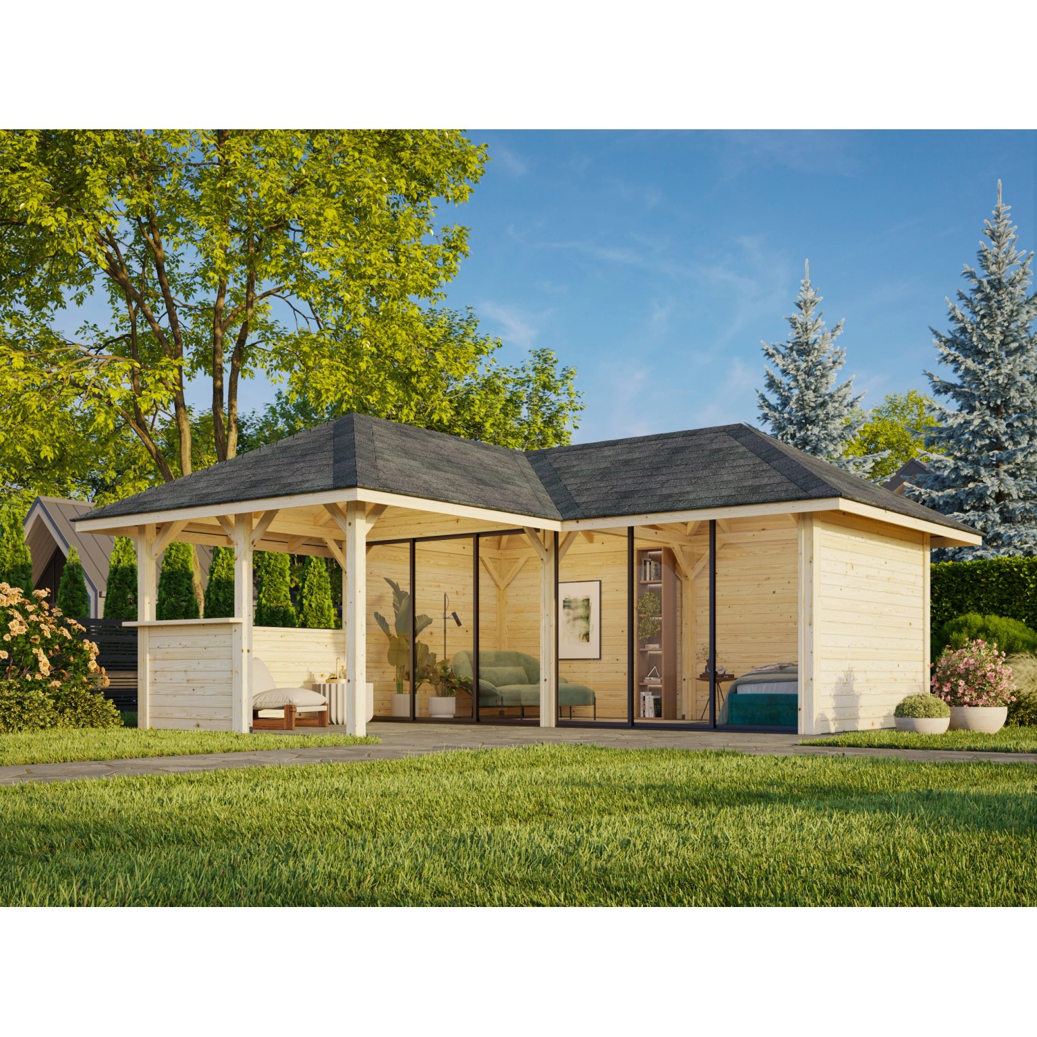 Palmako Pavillon Bianca Set 522 Slide Plus 588 x 588 cm Lackiert Weiß FSC® günstig online kaufen