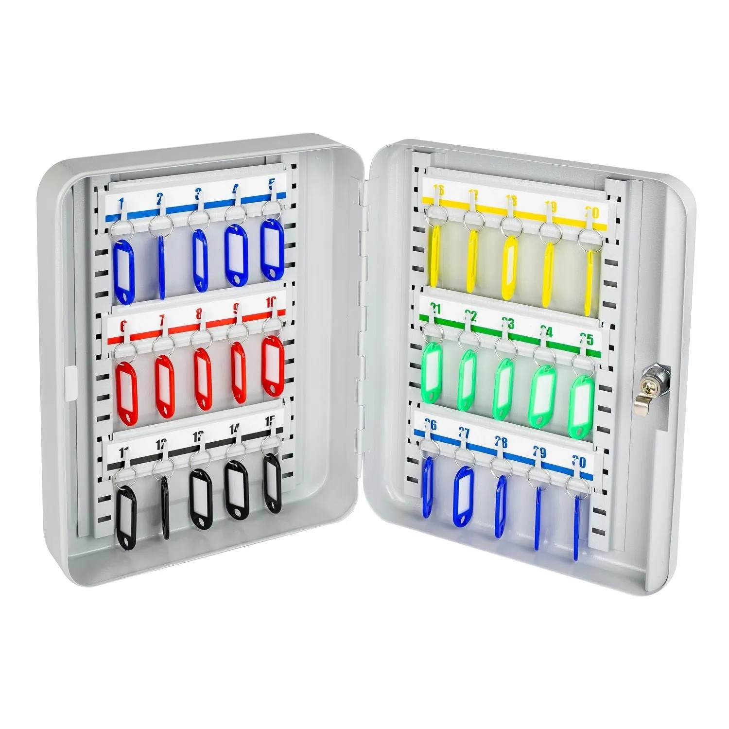 HMF 13030-07 Schlüsselkasten Abschließbar 30 Haken 30 x 24 x 7 cm Lichtgrau günstig online kaufen
