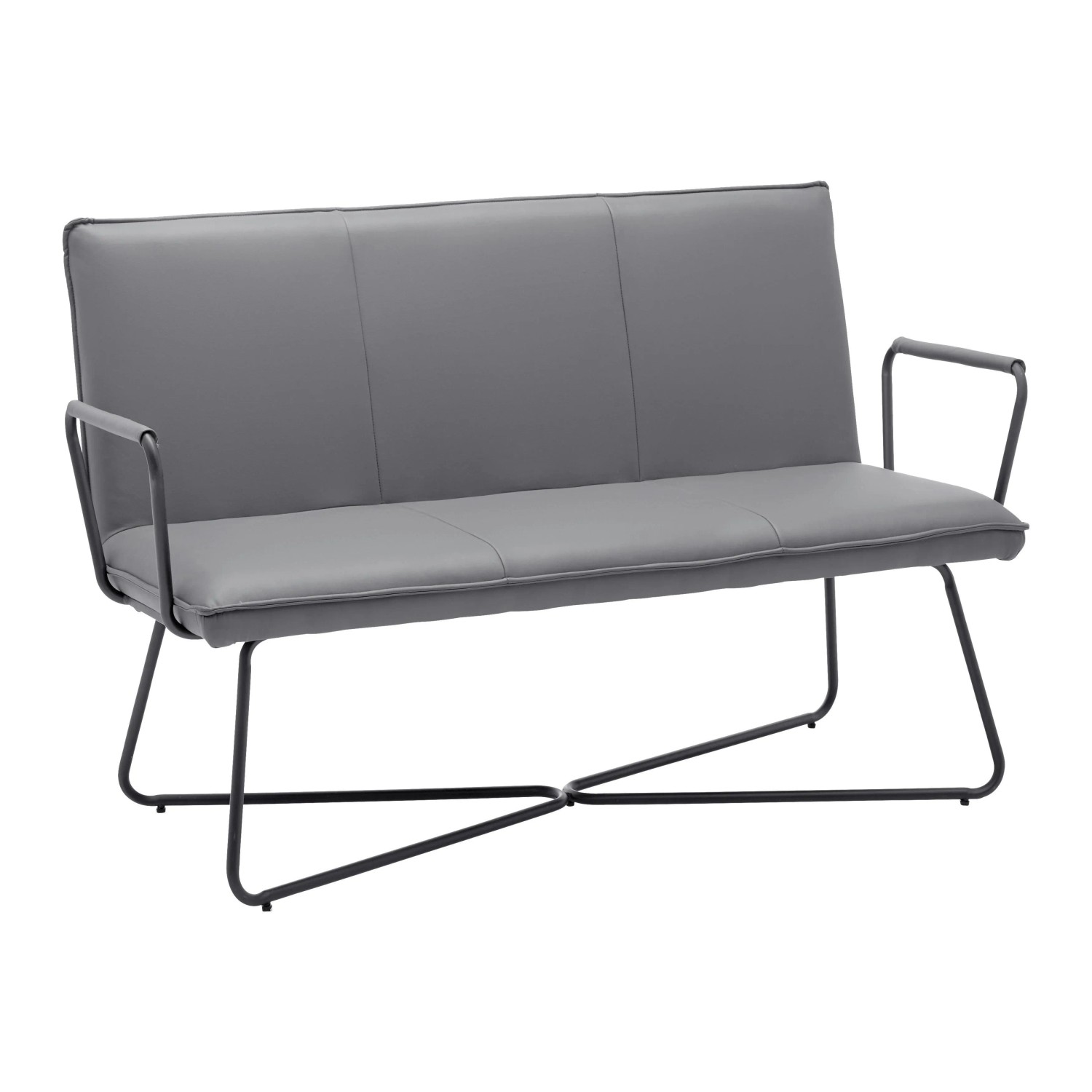 Bessagi Home Sitzbank Bosco Grau Lederlook Gepolstert