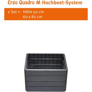 Garantia Ergo Quadro M Hochbeet-System in Steinoptik, quadratisch, 60x80x25cm.