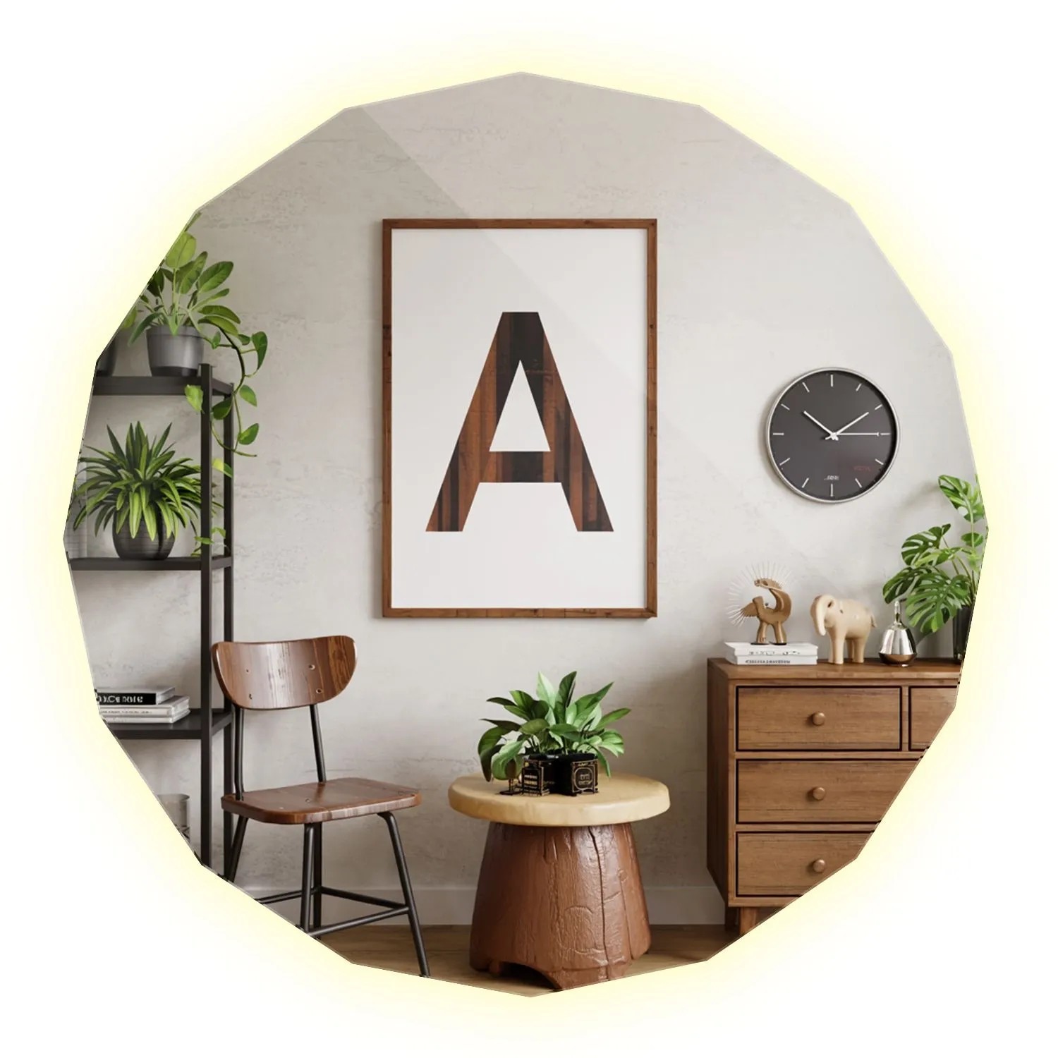 Tulup LED Spiegel LED Symmetrischer Spiegel 60x60 cm LED Geometrischer Spiegel Badezimmer LED Elegante Geometrische Spie...