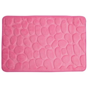 Pinker Euroshowers Badvorleger Rimini mit Steinoptik und Memory Schaum, 60x95 cm.
