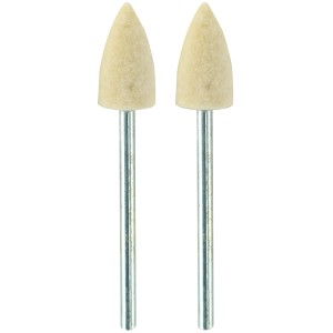 2 Proxxon Filzpolierstifte in Geschossform für Miniaturwerkzeuge zum Polieren von Metall.