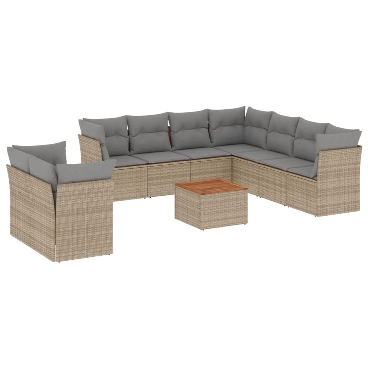 vidaXL 10-Tlg Garten-Sofagarnitur mit Kissen Beige Poly Rattan 3223714 günstig online kaufen