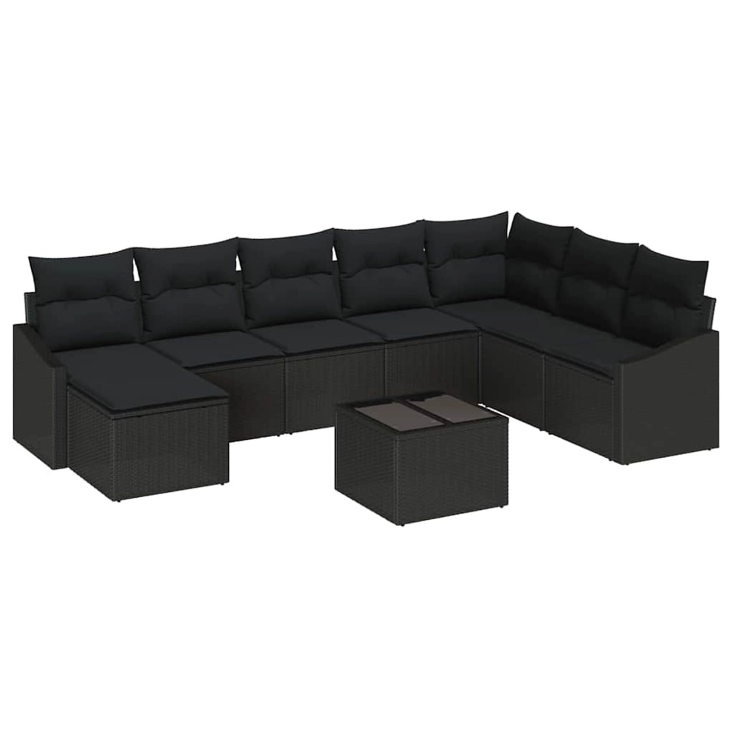 vidaXL Garten-Sofa-Set 9-Tlg Schwarz Poly Rattan 3346853 günstig online kaufen