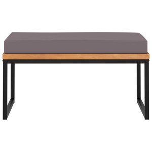 Fußablage Akazie dunkelgrau mit Auflage, 66x66x36cm. Hocker mit Stahlgestell und wetterfestem Holz.