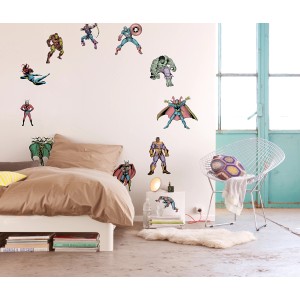 Wandtattoo Marvel Collection von Komar, verschiedene Superhelden im Kinderzimmer.