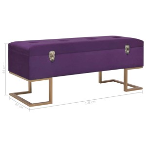 Lila vidaXL Bank mit Staufach, 105 cm, Samtbezug und goldenen Metallbeinen. Möbel für Wohnzimmer und Flur.