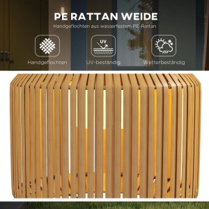 Furnicato Rattan Solar Außenleuchte mit gelbem PE-Rattan-Schirm, handgeflochten, UV- & wetterbeständig für Garten.