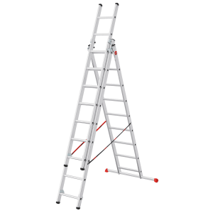 Hailo HobbyStep Kombi-Leiter, 3-teilig, aus Aluminium, als Anlege-, Schiebe- und Bockleiter nutzbar.