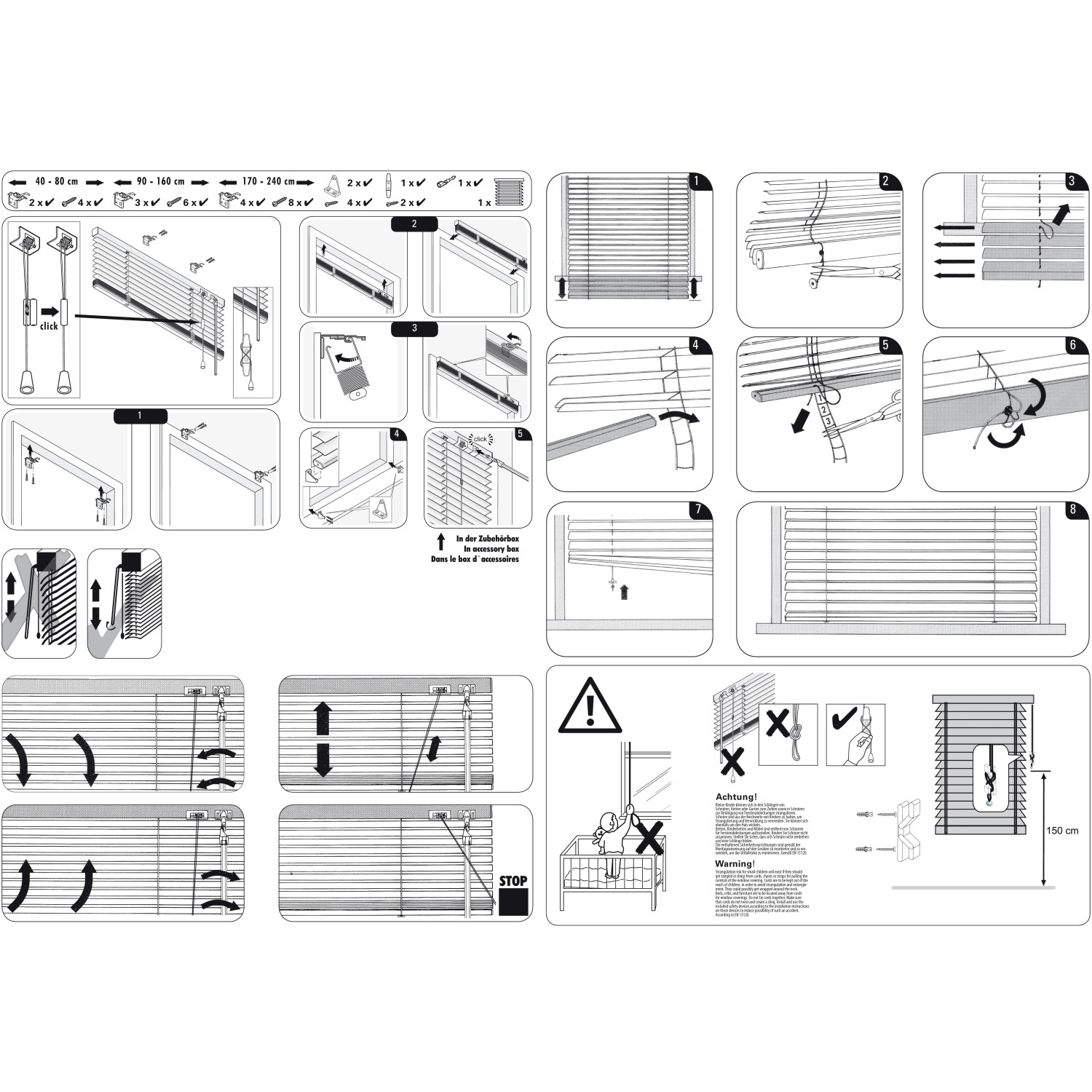 Montageanleitung für Gardinia Aluminium Jalousie, 140x240 cm, silber.