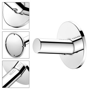 Keuco Klebe-Set 5 für Reva Badaccessoires, verchromte Rosette und Handtuchhaken.