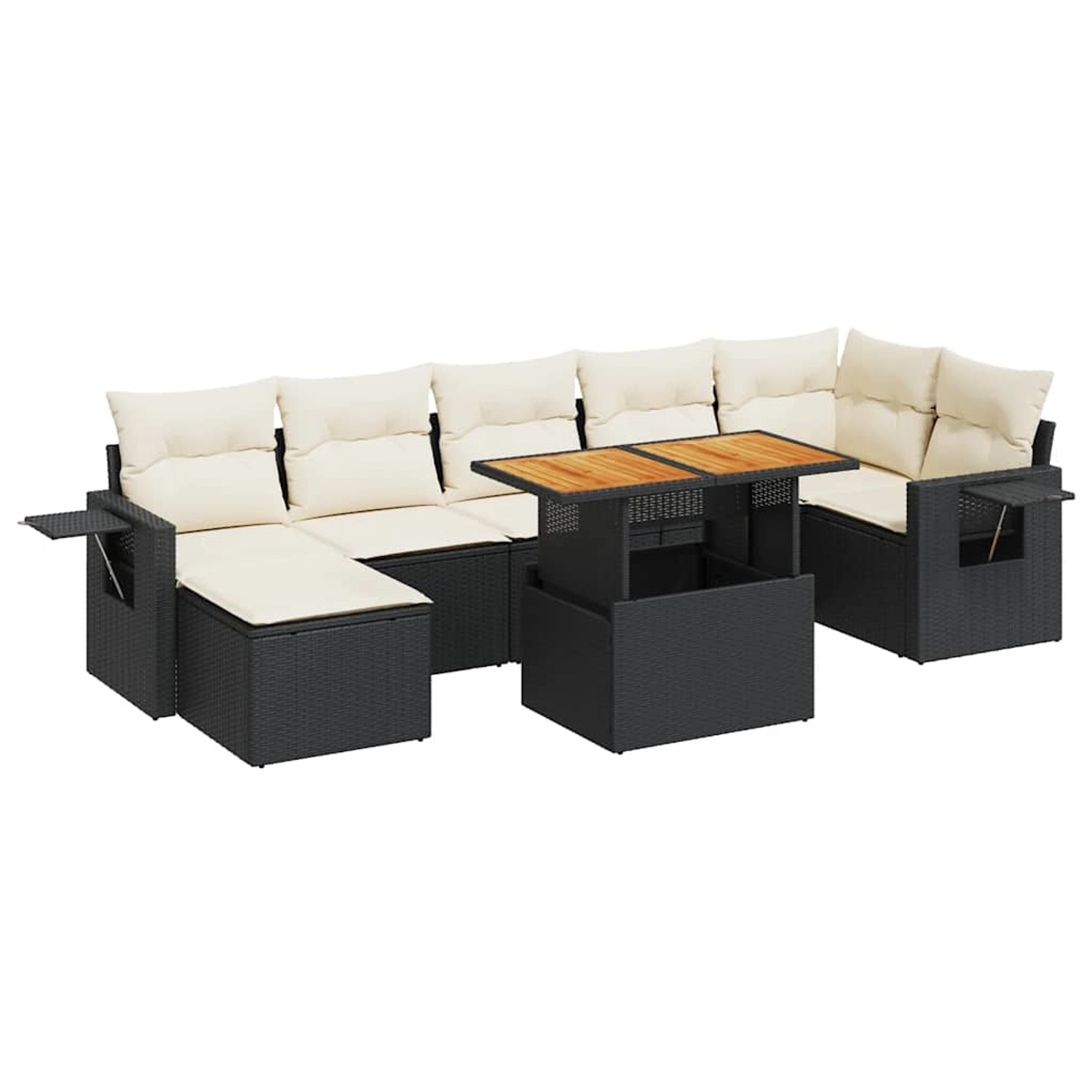 vidaXL 8-Tlg Garten-Sofagarnitur mit Kissen Schwarz Poly Rattan 3327178 günstig online kaufen