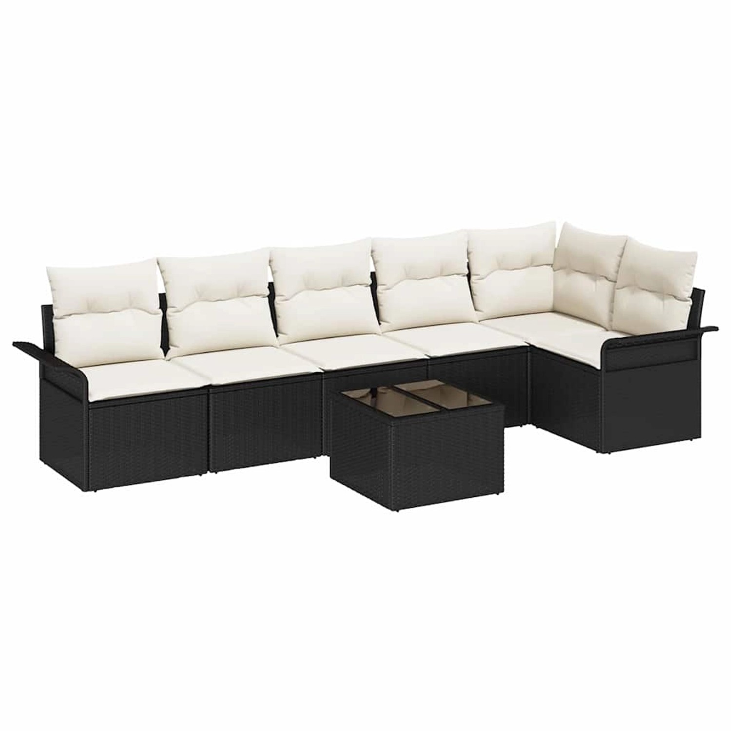 vidaXL Garten-Sofa-Set mit Kissen 7-Tlg Schwarz Poly Rattan 3345387 günstig online kaufen