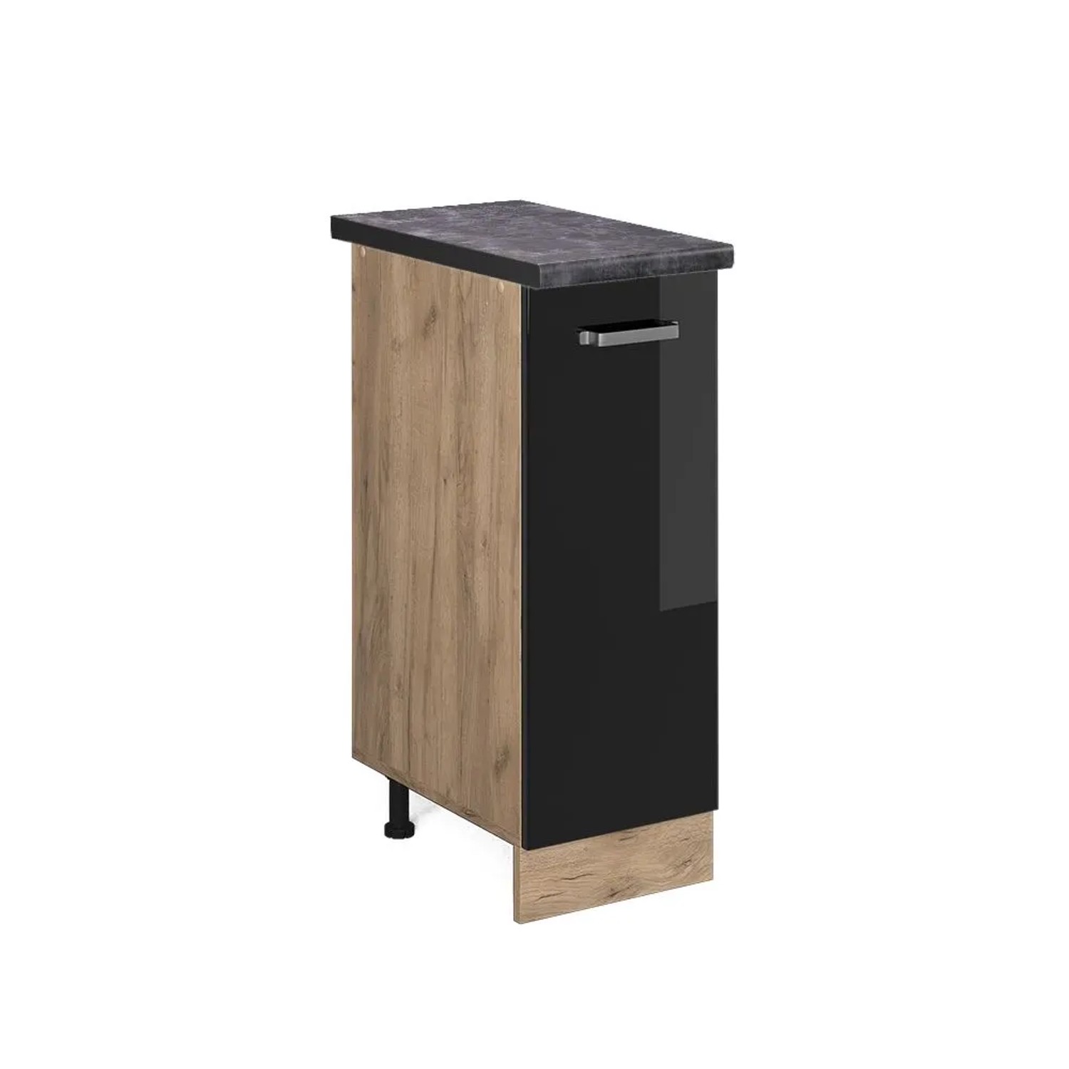 Vicco Apothekerschrank R-Line Schwarz Hochglanz Goldkraft Eiche 30 cm AP Anthrazit