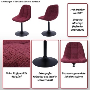 Cremefarbener Esszimmerstuhl mit Chenille-Bezug und schwarzem Stahlfuß.