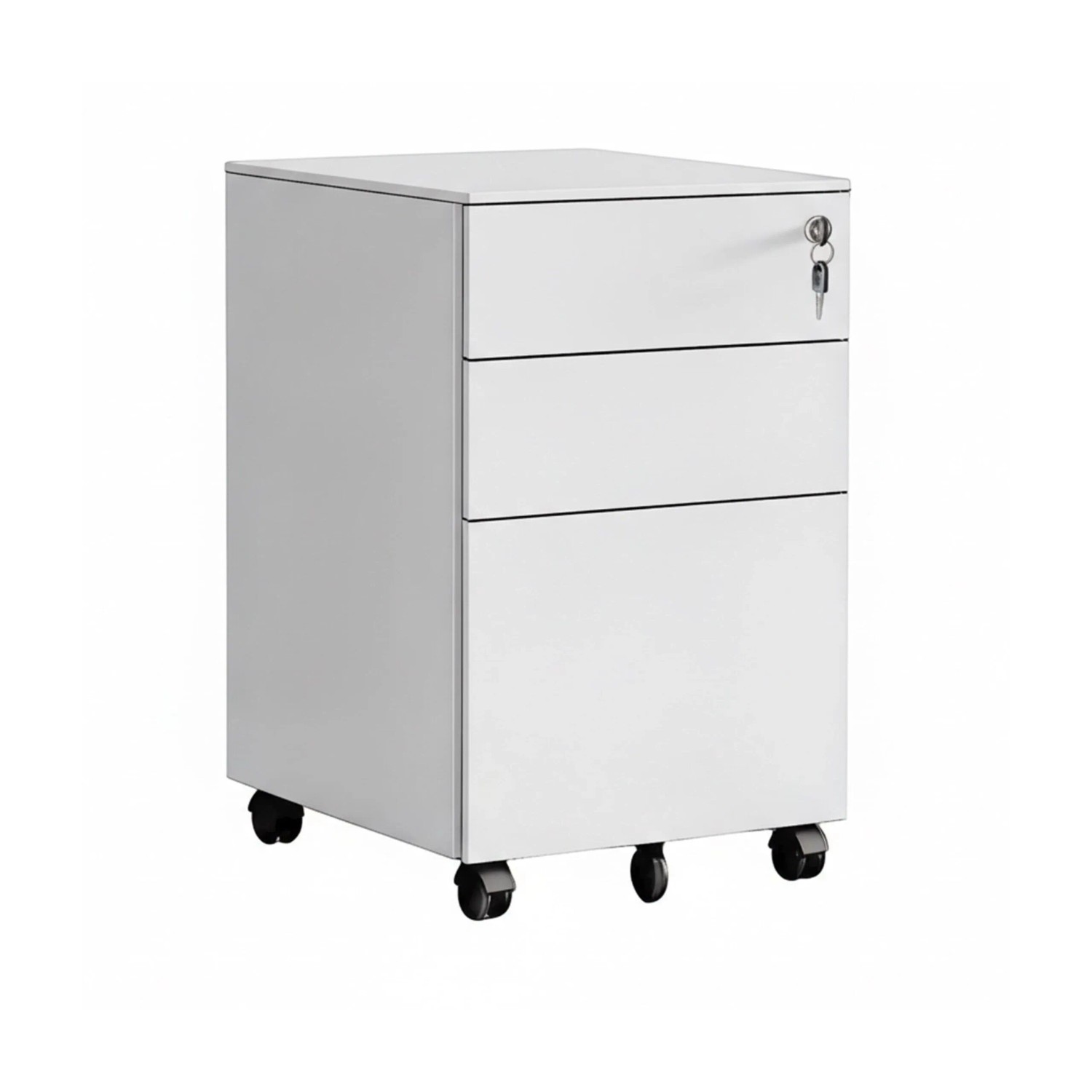 Relaxdays Rollcontainer Stahl Weiß Abschließbar 60 cm x 39 cm x 52 cm 15,6 kg