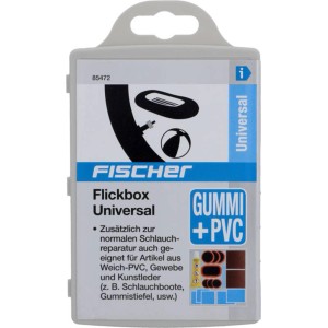 Fischer Flickbox Universal 16-teilig für Reifen, Gummistiefel und mehr. Reparaturset in transparenter Box.