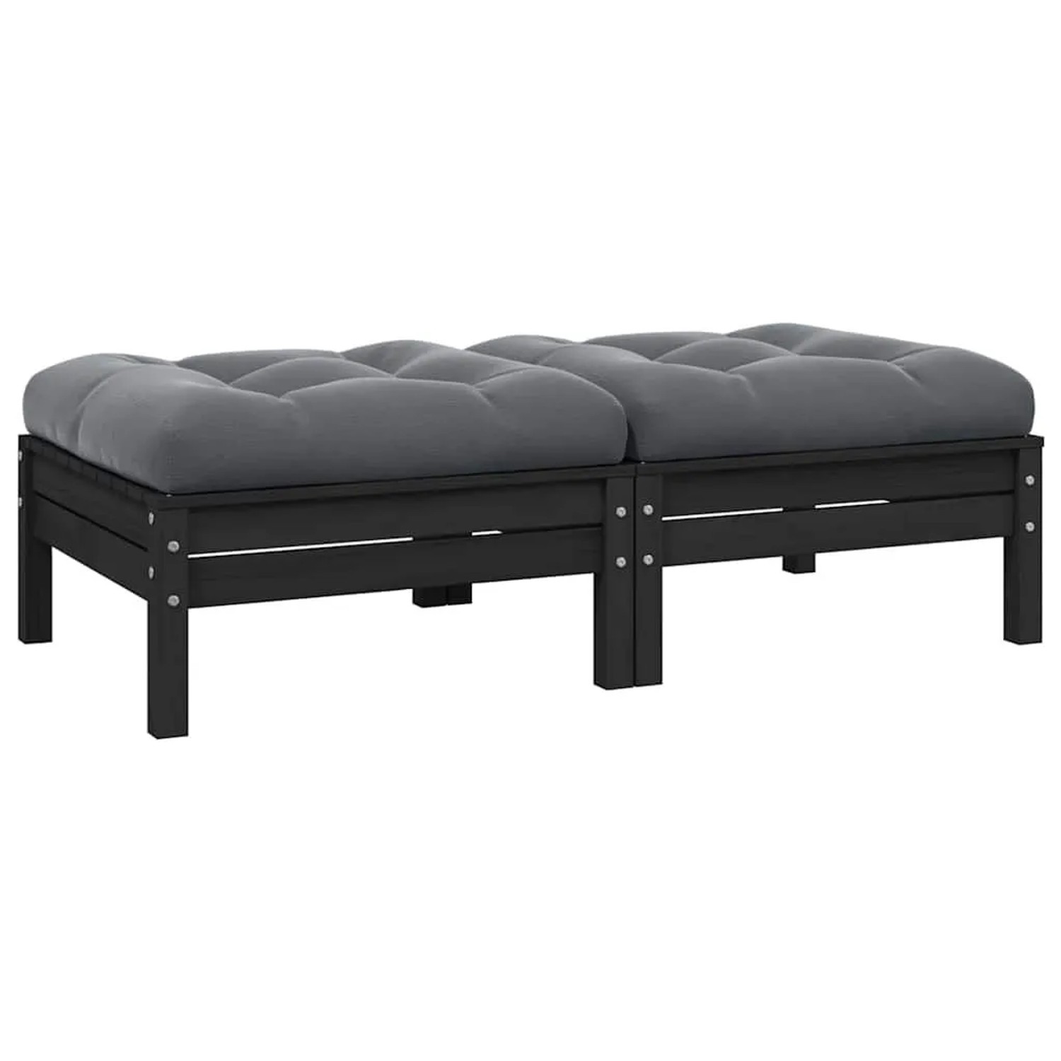 vidaXL Gartensofa 2-Sitzer mit Kissen in Schwarz Massivholz Kiefer 806662