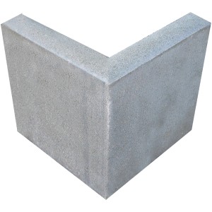 Graue EHL Rasenkantenstein 90 Grad Ecke, 25x25x5 cm, für saubere Rasenkanten.