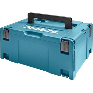 Blauer Makita Werkzeugkoffer Makpac Gr. 3 mit schwarzem Tragegriff.