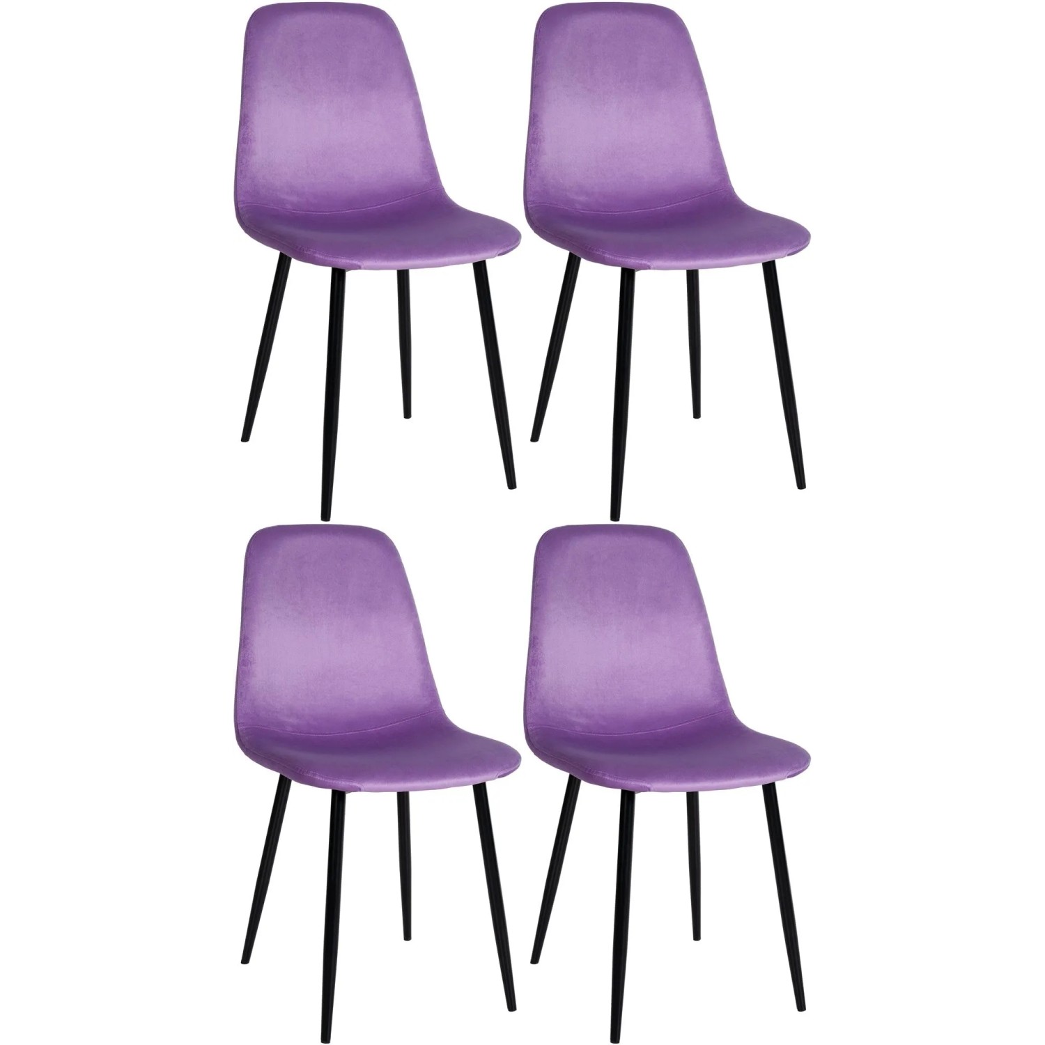 DELUKE Esszimmerstühle 4er Set MOVI Lila Samt Metall 88x44x51cm Strapazierfähig Küchenstühle Wohnzimmerstühle