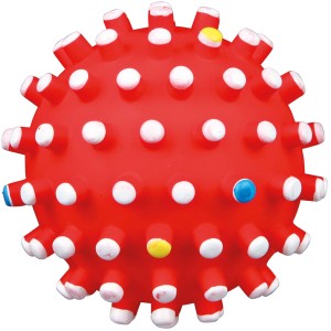 Roter Jollypaw Igelball mit Noppen, ø 10cm, aus Vinyl für Hunde.