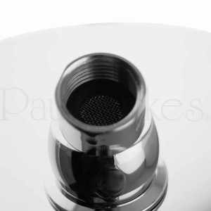 Detailaufnahme: PaulGurkes Brausegarnitur Aufputz Nostalgie Retro, Kopfbrause Anschluss mit Sieb.