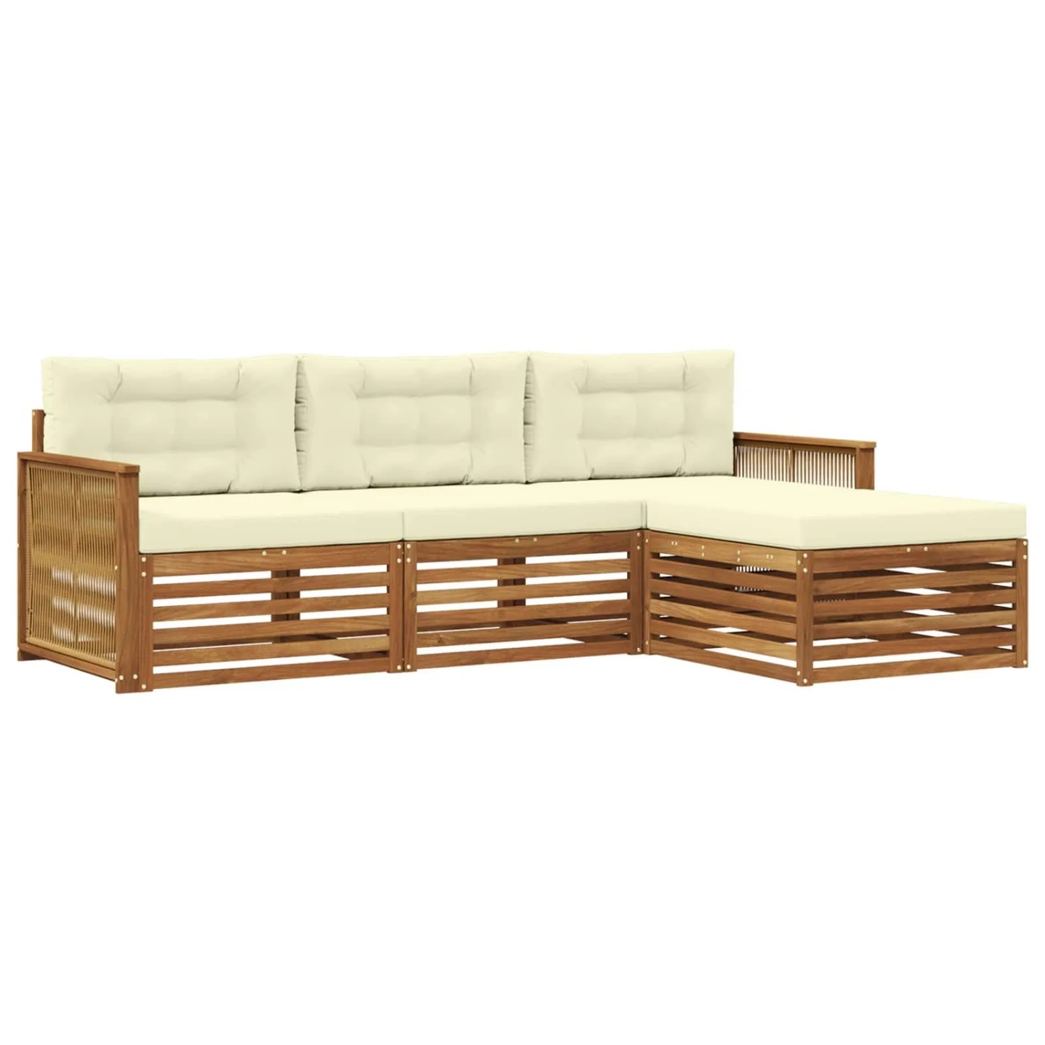 vidaXL Outdoor-Sofagarnitur Natur und Creme 249 x 162,5 x 73 cm 3383208