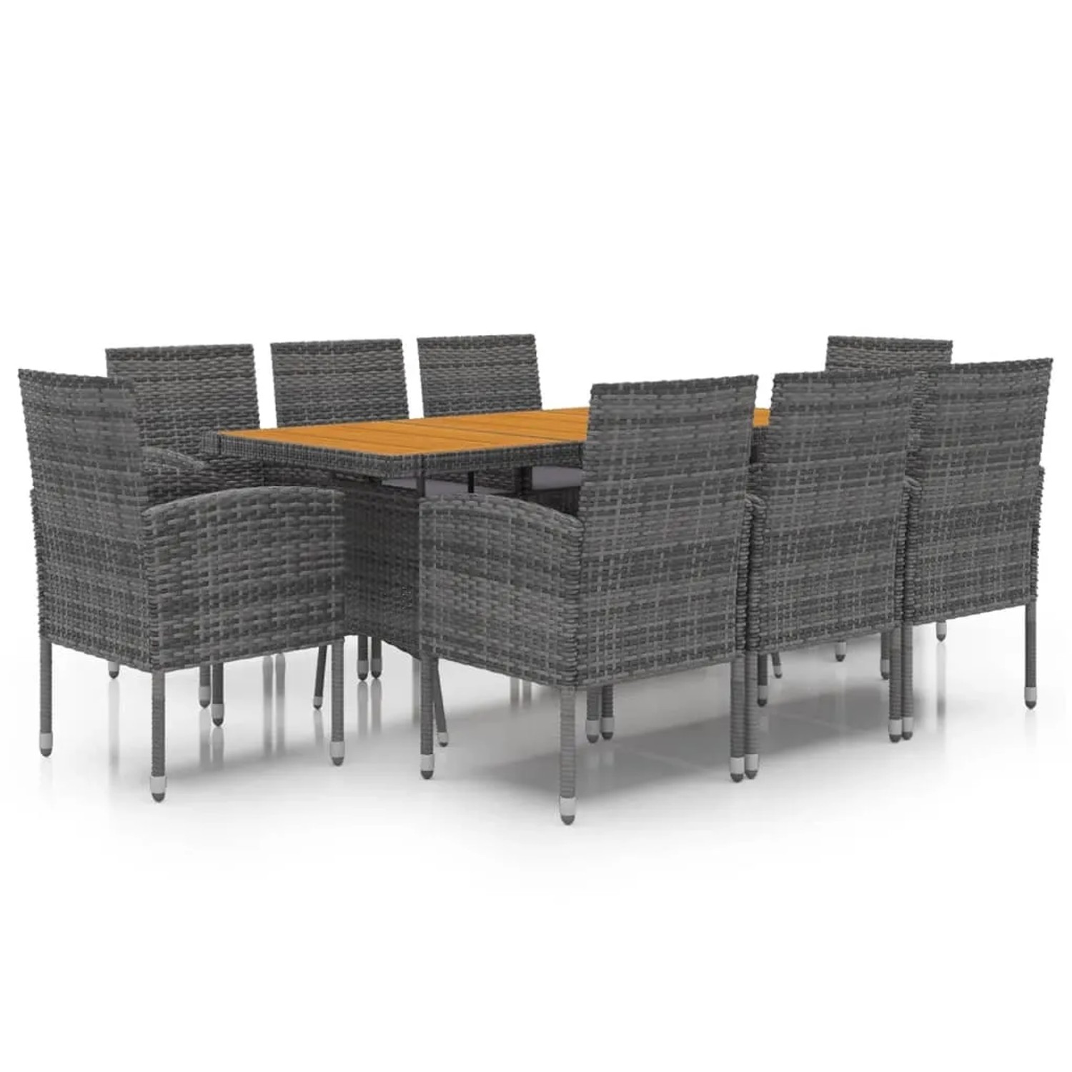 vidaXL 9-Tlg Garten-Essgruppe Poly Rattan Grau 3120115